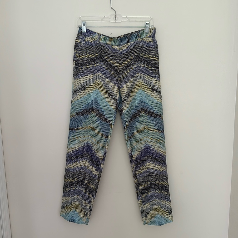 Blue and green printed lightweight women’s summer pants